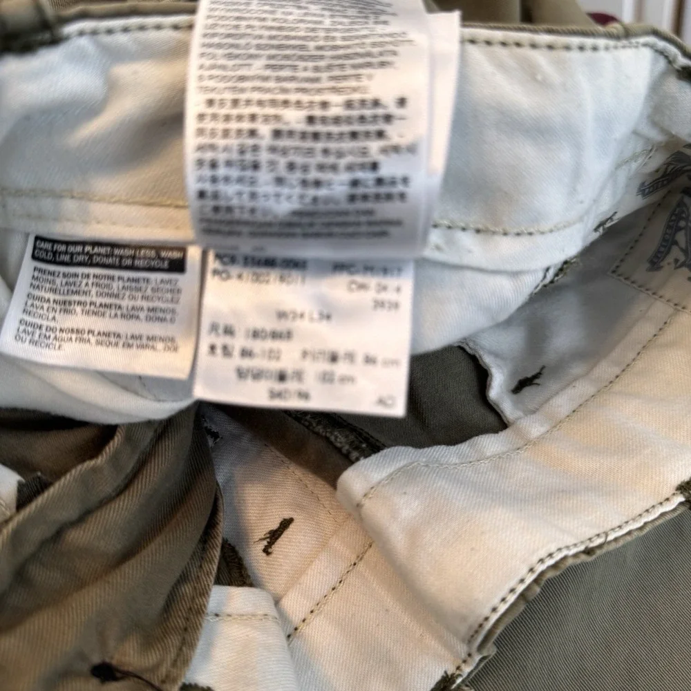 Levis Tab Twills Jeans Men's 34x34  Green Straight 100% Cotton Flap‎ Pockets